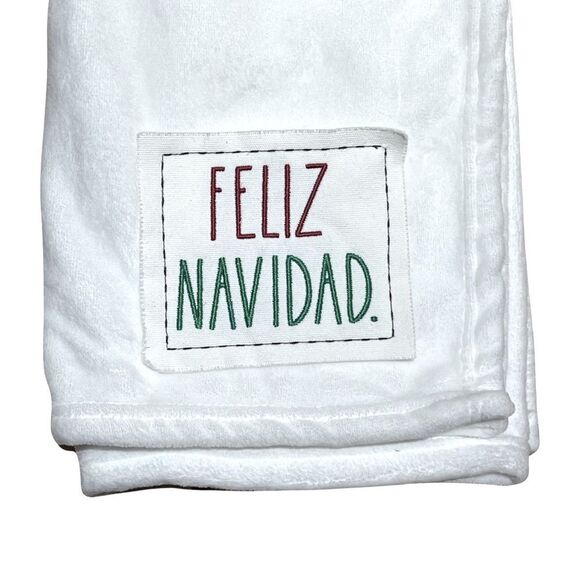 Rae Dunn Baby - Soft Plush Baby Blanket - Feliz Navidad - White 30” x 40” NWT - Picture 3 of 7